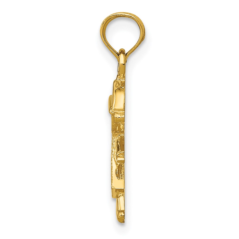 14k Polished and Textured Boy Pendant (D4367)