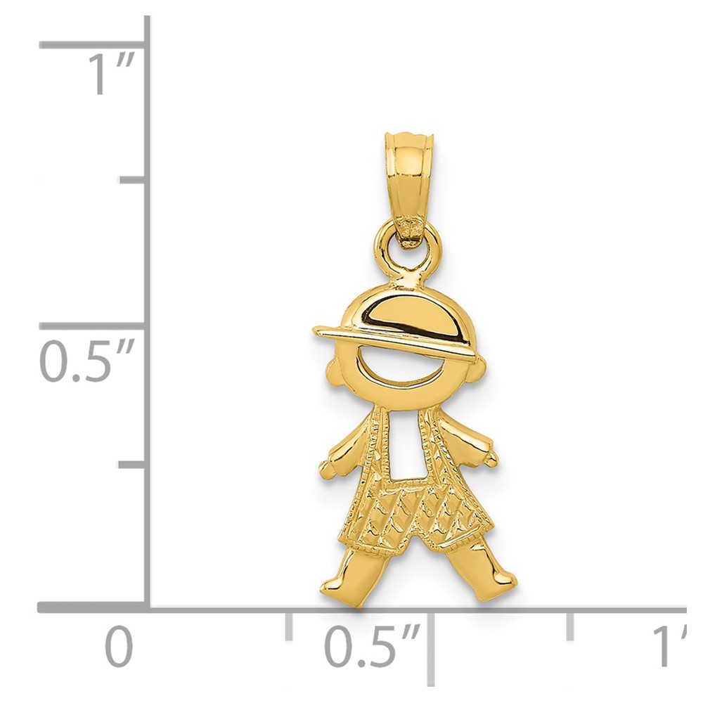 14k Polished and Textured Boy Pendant (D4367)