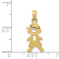 14K Yellow Gold Polished and Textured Boy Pendant view 3
