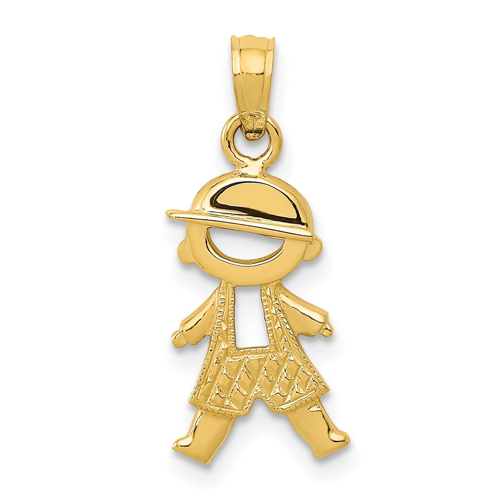 14k Polished and Textured Boy Pendant (D4367)