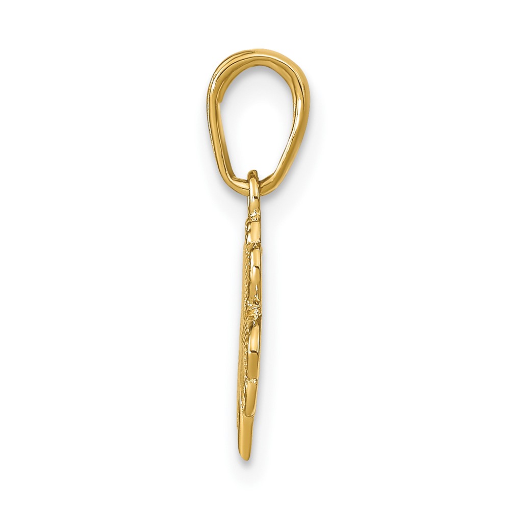 14k Polished and Textured 4-Leaf Clover Pendant (D4371)