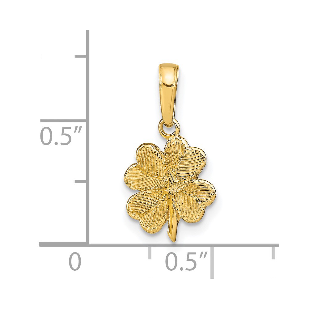 14k Polished and Textured 4-Leaf Clover Pendant (D4371)
