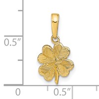 14K Yellow Gold Polished and Textured 4-Leaf Clover Pendant view 3