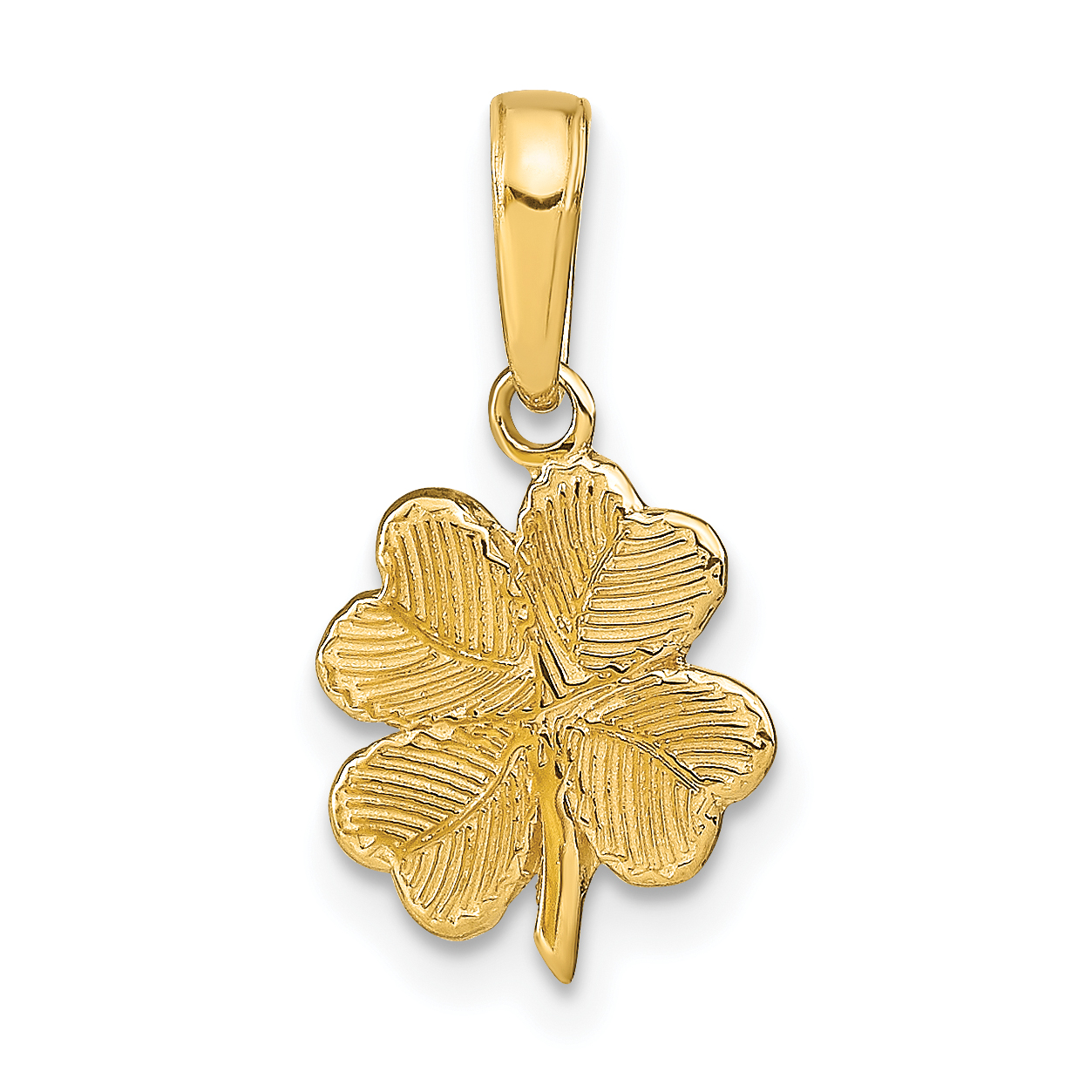 14k Polished and Textured 4-Leaf Clover Pendant (D4371)
