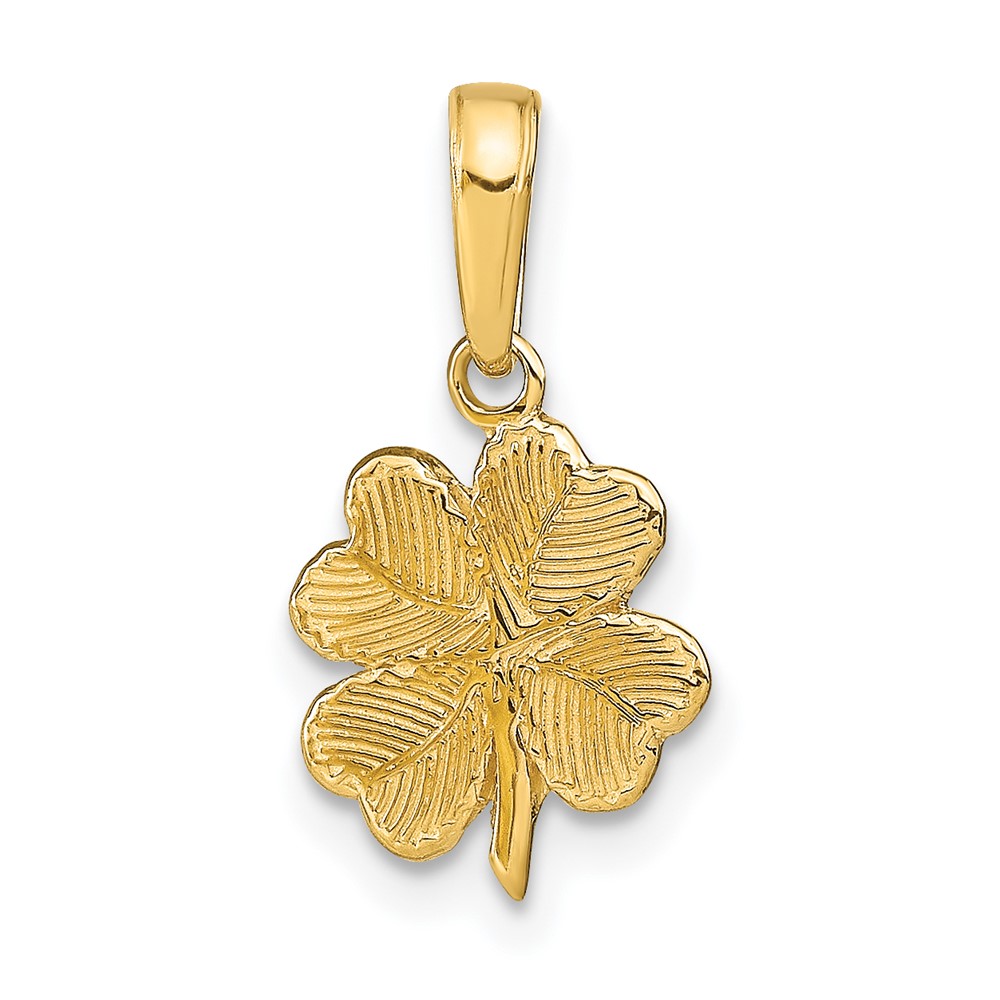 14k Polished and Textured 4-Leaf Clover Pendant (D4371)