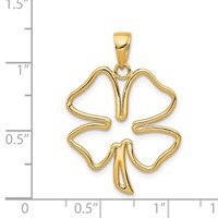 14K Yellow Gold Polished Cut Out 4-Leaf Clover Pendant view 3