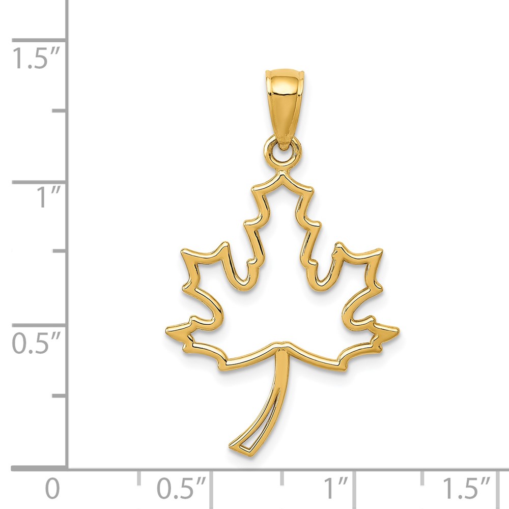 14k Polished Cut Out Maple Leaf Pendant (D4375)