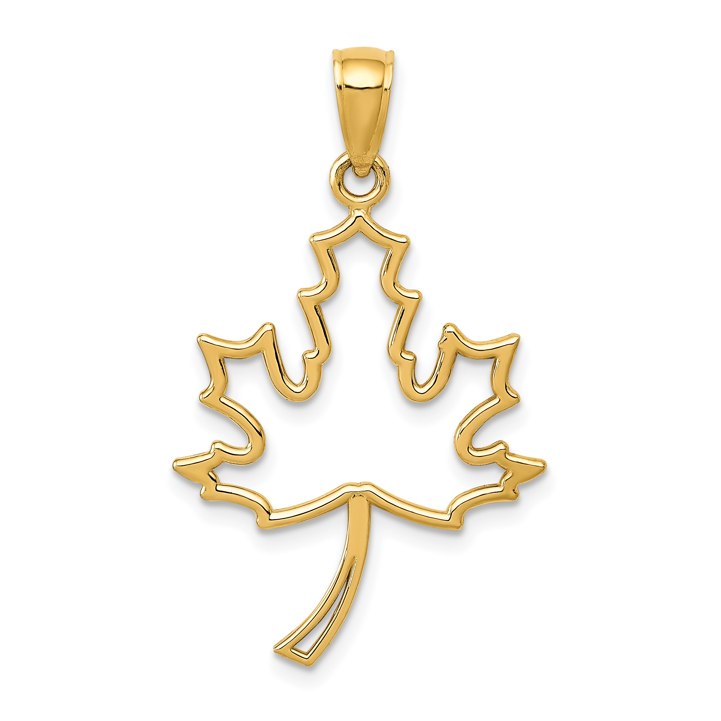 14k Polished Cut Out Maple Leaf Pendant (D4375)