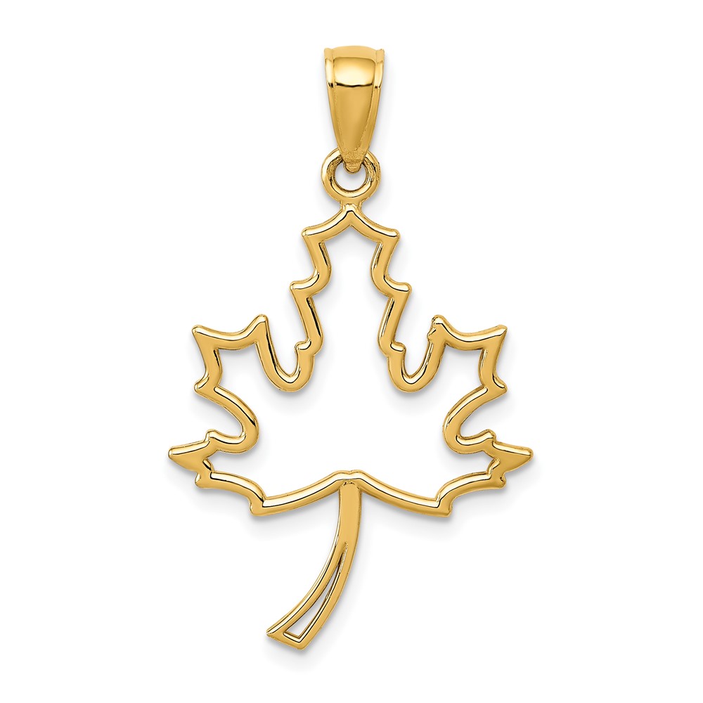 14k Polished Cut Out Maple Leaf Pendant (D4375)