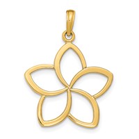14K Yellow Gold Polished Cut-out Plumeria Flower Pendant view 1
