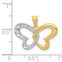 14K and White Rhodium Diamond-cut Butterfly Pendant view 3
