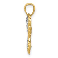 14K Pendant with White and Rose Rhodium Diamond-cut Butterfly view 2