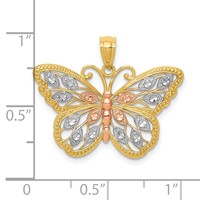 14K Pendant with White and Rose Rhodium Diamond-cut Butterfly view 3