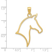 14K Polished Cut Out Horse Head Pendant view 3