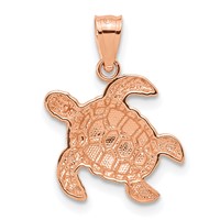 14K Rose Gold Diamond Cut Turtle Pendant view 3