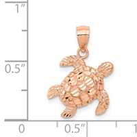 14K Rose Gold Diamond Cut Turtle Pendant view 4