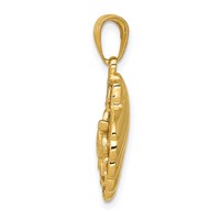 14K Yellow Gold Sea Turtle in a Shell Pendant view 2