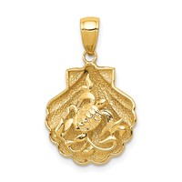 14K Yellow Gold Sea Turtle in a Shell Pendant view 1