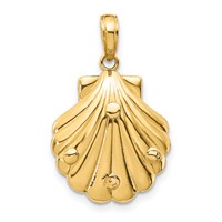14K Yellow Gold Seahorse in a Shell Pendant view 4