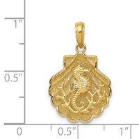 14K Yellow Gold Seahorse in a Shell Pendant view 3
