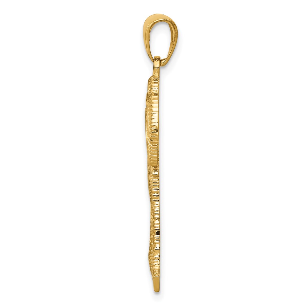14K Polished / Textured Palm Trees Pendant (D4406)