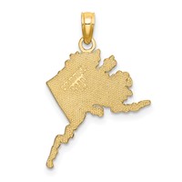 14K Yellow Gold Polished and Textured Alaska Map Charm view 4