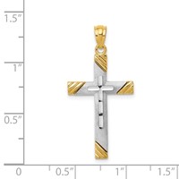 14K and White Rhodium Cross Pendant view 3