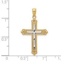 14K Pendant with White Rhodium Diamond Cut Cross view 3