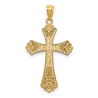 14K Pendant with White Rhodium Reversible with God Love Cross view 4
