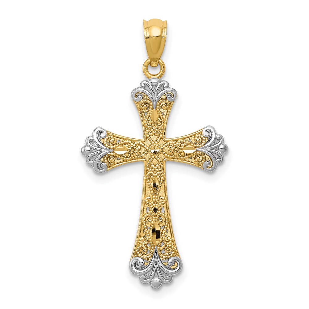 14K Pendant with White Rhodium Reversible with God Love Cross