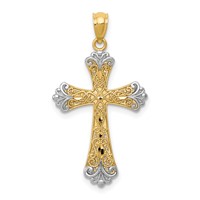 14K Pendant with White Rhodium Reversible with God Love Cross view 1