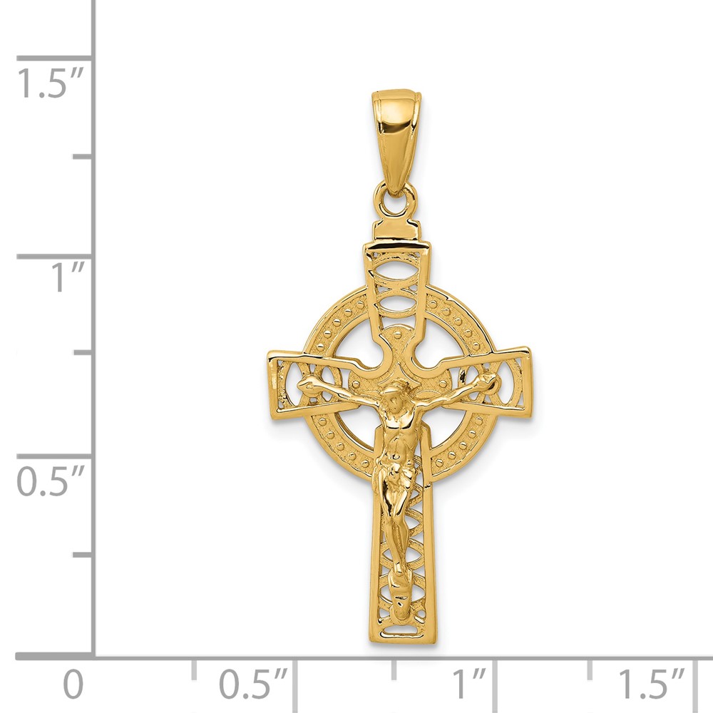 14k Polished Celtic Crucifix Pendant (D4419)
