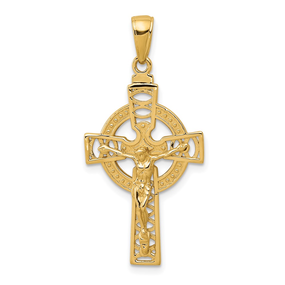 14k Polished Celtic Crucifix Pendant (D4419)