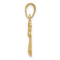 14K Yellow Gold Polished and Textured Guardian Angel Pendant with Heart view 2