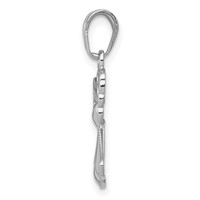 14K White Gold Polished and Textured Guardian Angel Pendant with Heart view 2