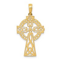 14K Yellow Gold Polished Celtic Cross Pendant view 1