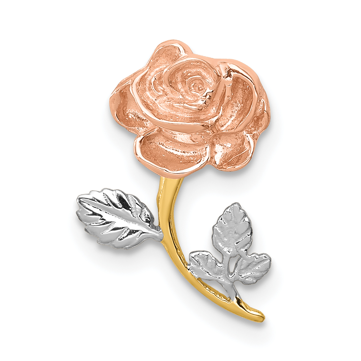 14K Two-tone w/White Rhodium Polished Rose Chain Slide (D4455)