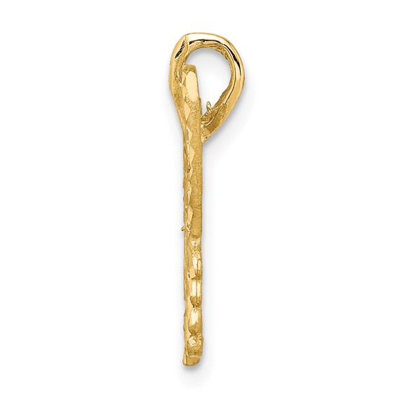 14K Brushed and  Diamond-cut Butterfly Pendant