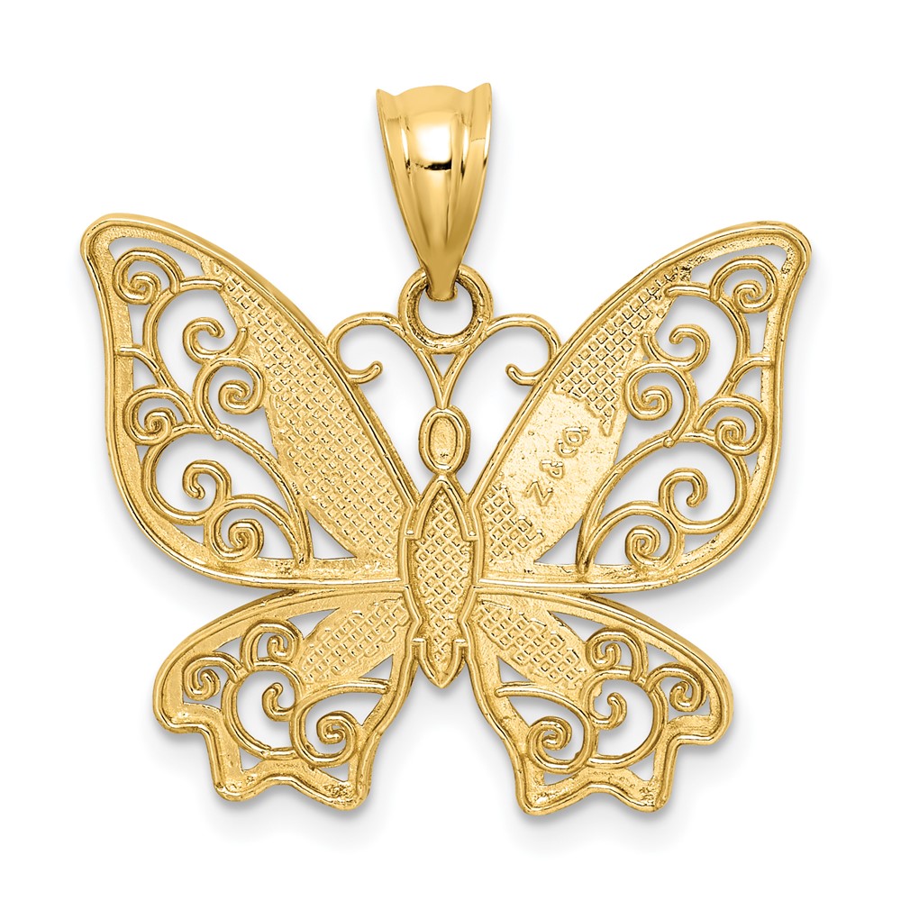 Download 14K Yellow Gold Polished Detailed Delicate Butterfly ...