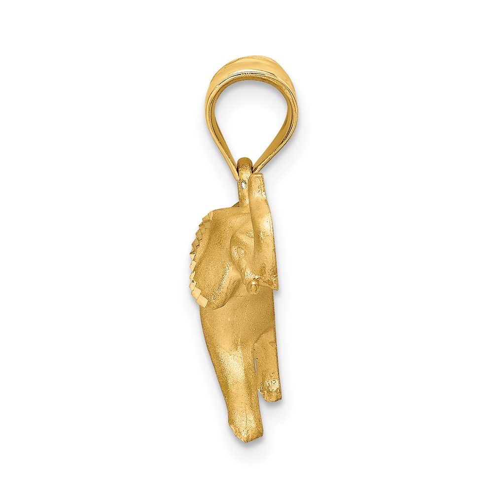 14K Brushed Diamond-cut Elephant Pendant (D4487)