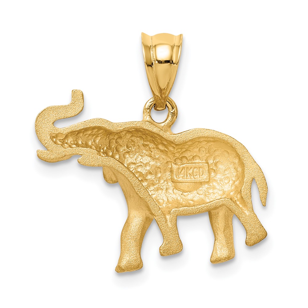14K Brushed Diamond-cut Elephant Pendant (D4487)