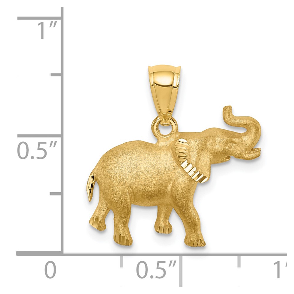 14K Brushed Diamond-cut Elephant Pendant (D4487)