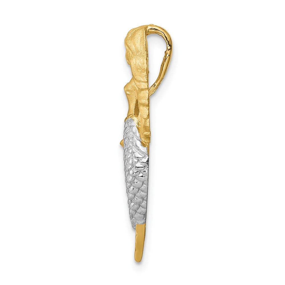 14K & White Rhodium Brushed Mermaid Slide (D4503)