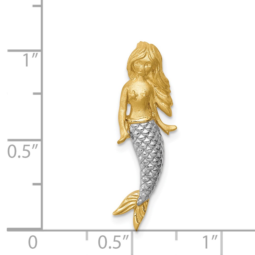 14K & White Rhodium Brushed Mermaid Slide (D4503)