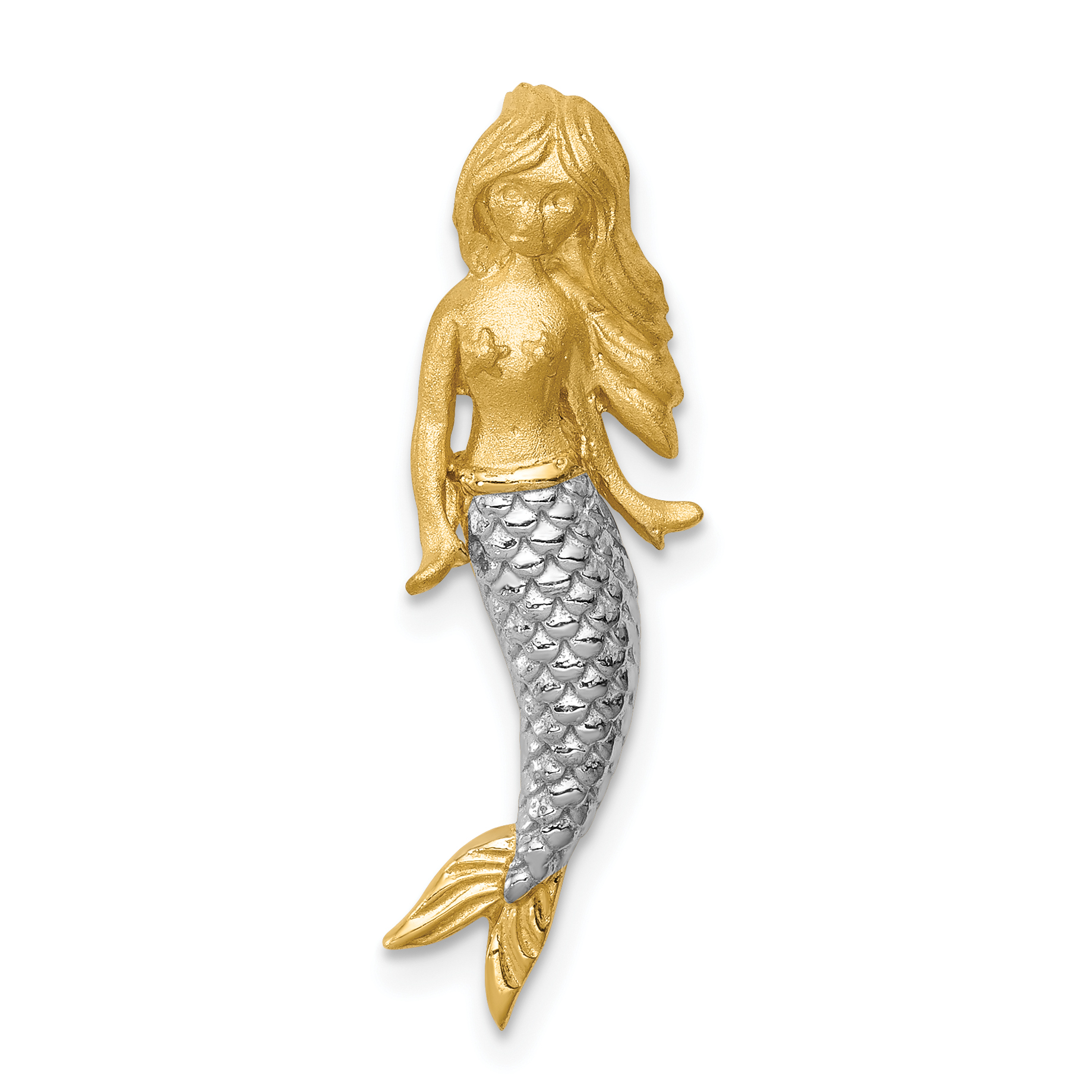 14K & White Rhodium Brushed Mermaid Slide (D4503)