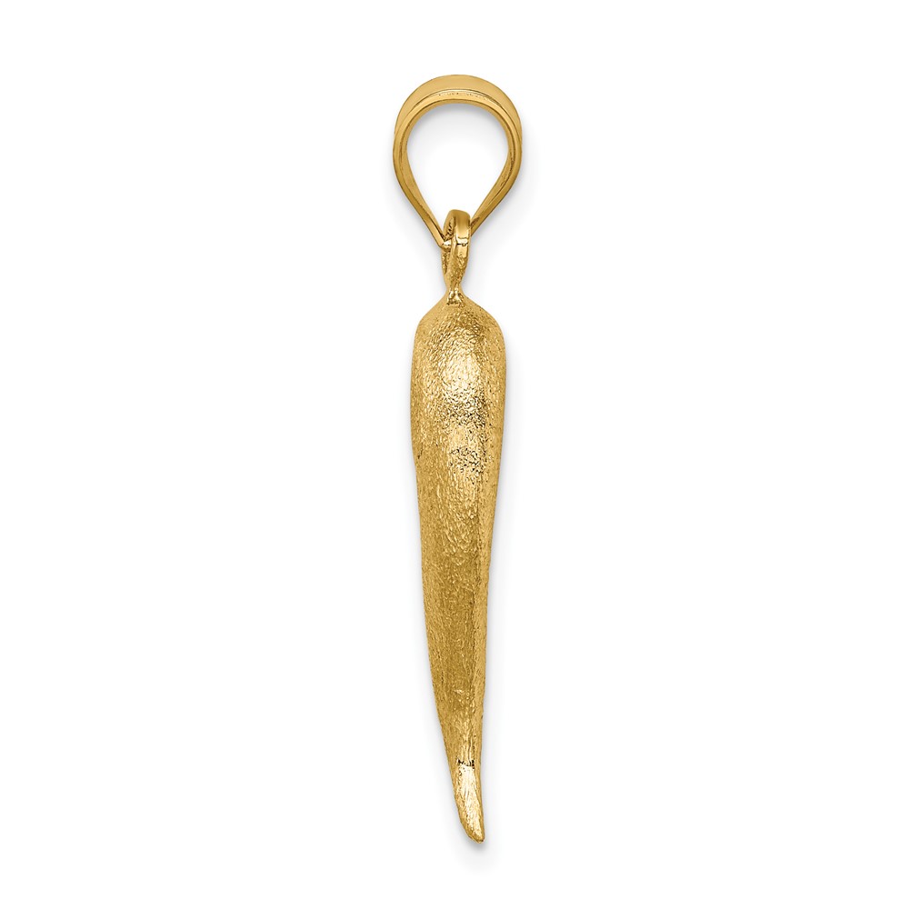 14K Brushed 3D Italian Horn Pendant (D4570)