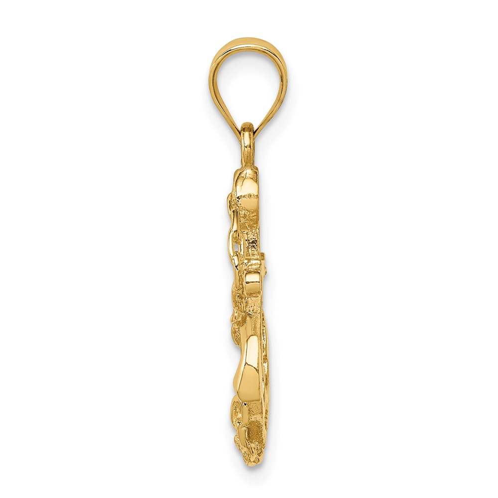 14K Polished Anchor & Chain Pendant (D4602)