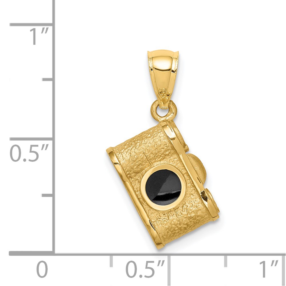 14K Brushed & Polished Enameled Camera Pendant (D4610)