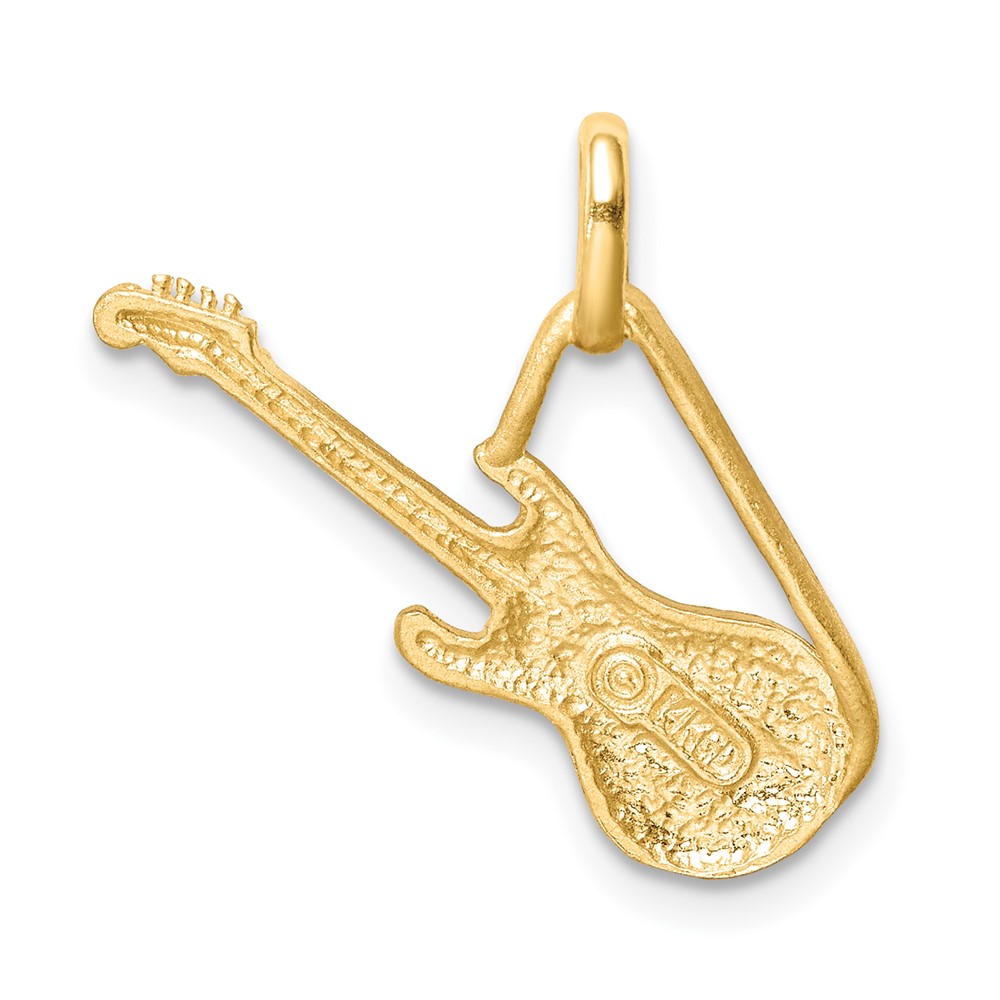 14K Brushed & Diamond-cut Guitar Pendant (D4622)