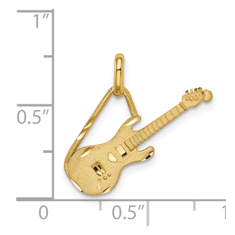 14K Brushed & Diamond-cut Guitar Pendant (D4622)